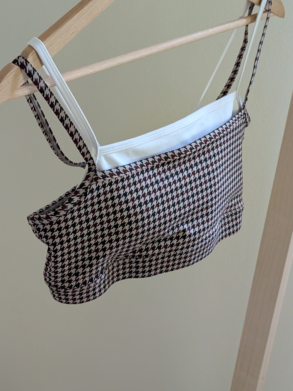 Abercrombie & Fitch YPB Double Layer Houndstooth Sports Bra In Brown - M - Picture 8 of 10